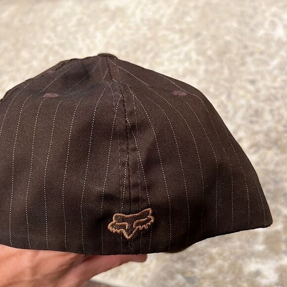 Fox racing Legacy Brown Pinstripe Flex-fit baseball hat cap in GUC - Picture 3 of 7